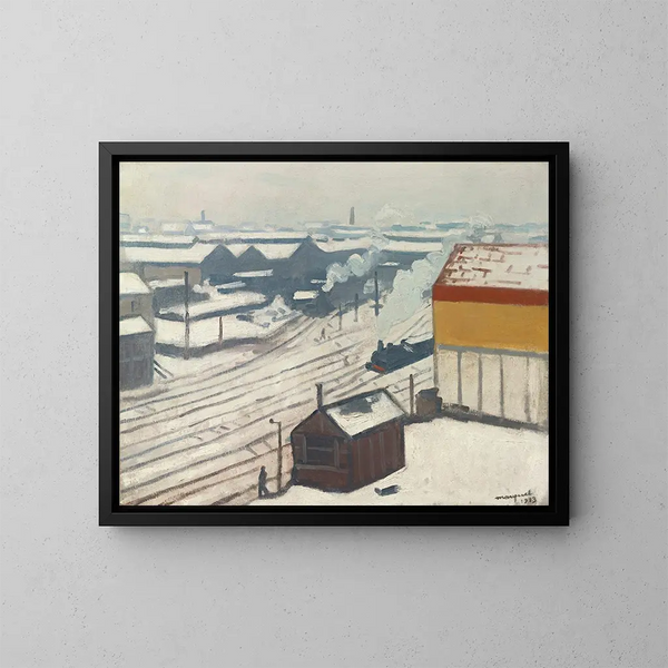 La Gare Montparnasse sotto la neve - Albert Marquet — quadro incorniciato alla parete