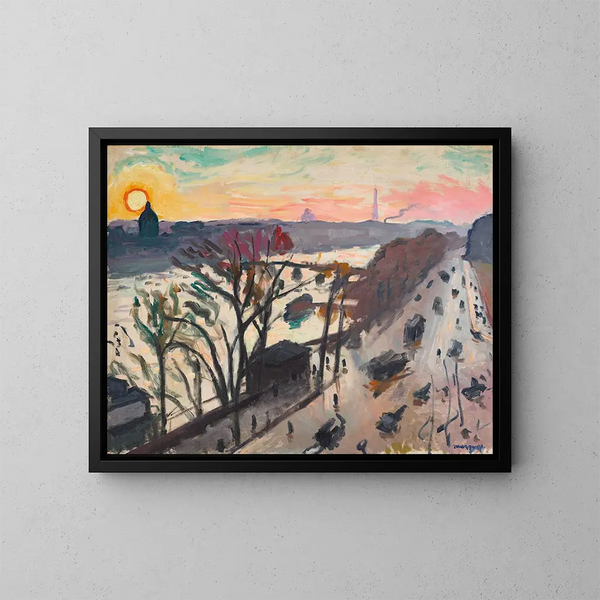 Parigi, Quai du Louvre, Sole d'inverno - Albert Marquet — quadro incorniciato alla parete