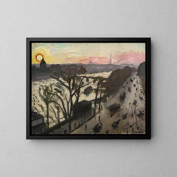 Parigi, quai del Louvre, sole d'inverno - Albert Marquet — quadro incorniciato alla parete