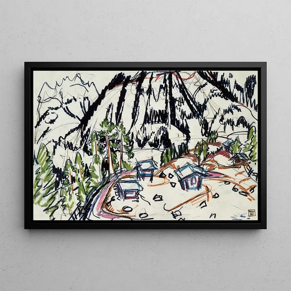 Chalets alpini Frauenkirch - Albert Müller — quadro incorniciato alla parete