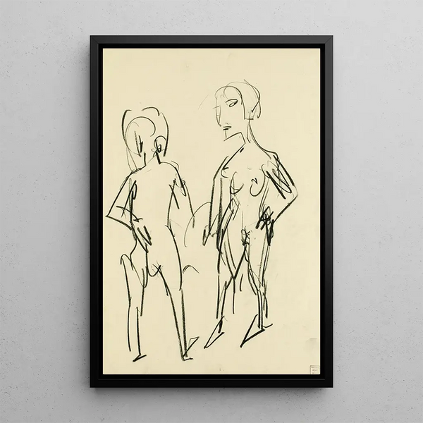 Riproduzione del dipinto Schizzo figurativo di due nudi - Albert Müller