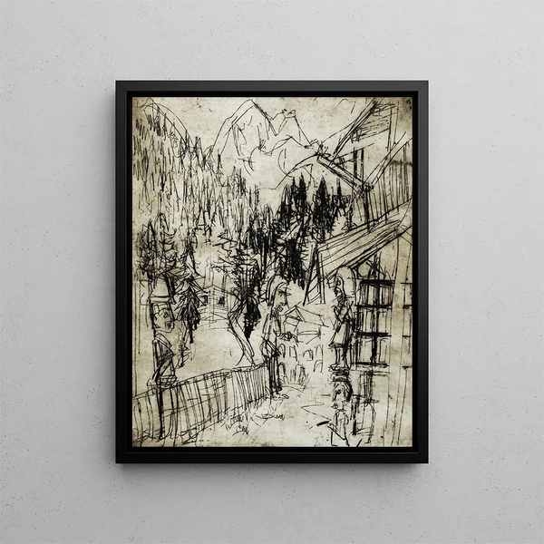 Kirchnerhaus sur le Wildboden avec vue sur le Sertig - Albert Müller — quadro incorniciato alla parete