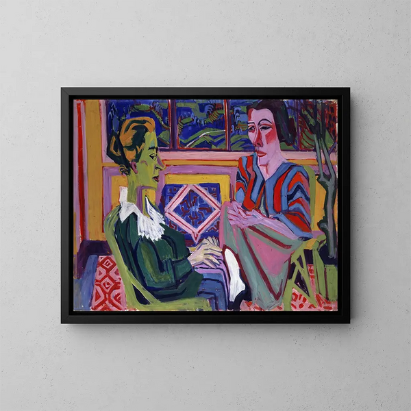 Donna e bambina - Albert Müller — quadro incorniciato alla parete