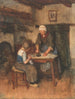 Interno con una donna che stira e un bambino che cuce - Albert Neuhuys — vista dell’opera