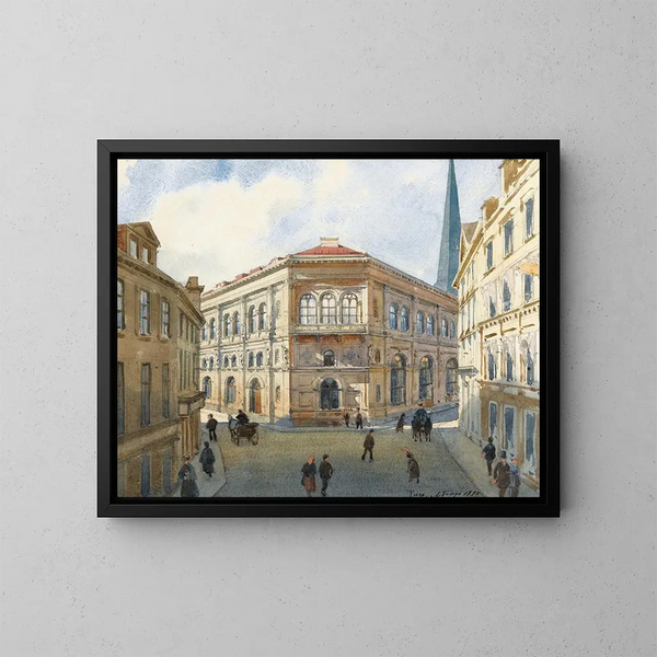 Vista della Borsa di Riga - Albert Nikolaïevitch Benois — quadro incorniciato alla parete