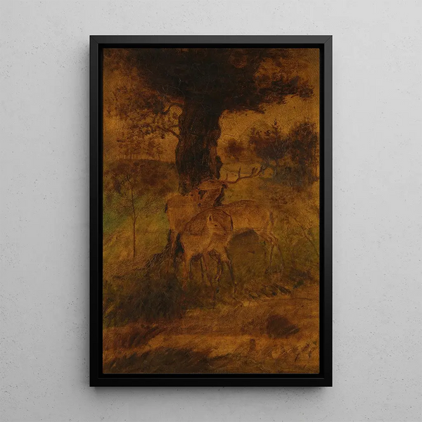 Un cervo e due caprioli - Albert Pinkham Ryder — quadro incorniciato alla parete