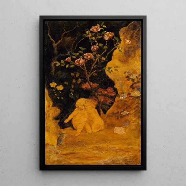 Bambini spaventati da un coniglio - Albert Pinkham Ryder — quadro incorniciato alla parete