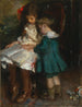 Una lezione di lettura per due fratelli e sorelle - Albert Roelofs — vista dell’opera