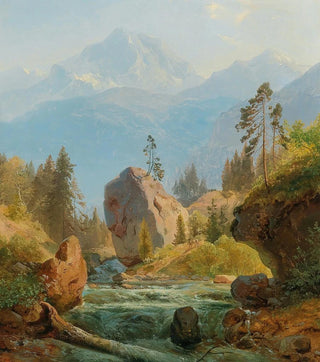 Albert Zimmermann - A Mountain Landscape With Creek.webp