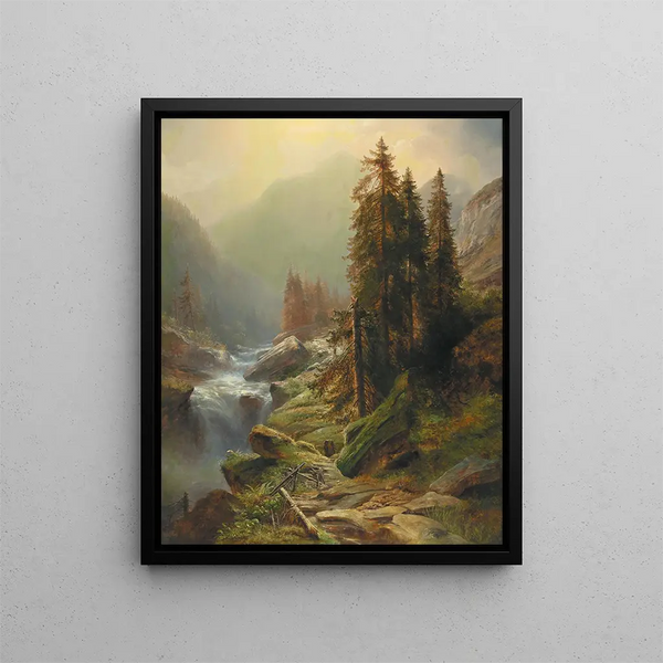 Grand paesaggio montano - Albert Zimmermann — quadro incorniciato alla parete