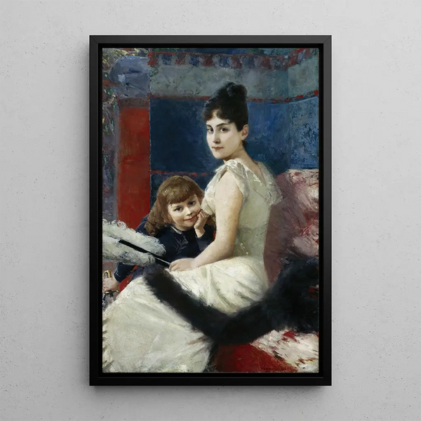 Riproduzione del dipinto Irène von Keller con suo figlio Balthasar - Albert von Keller