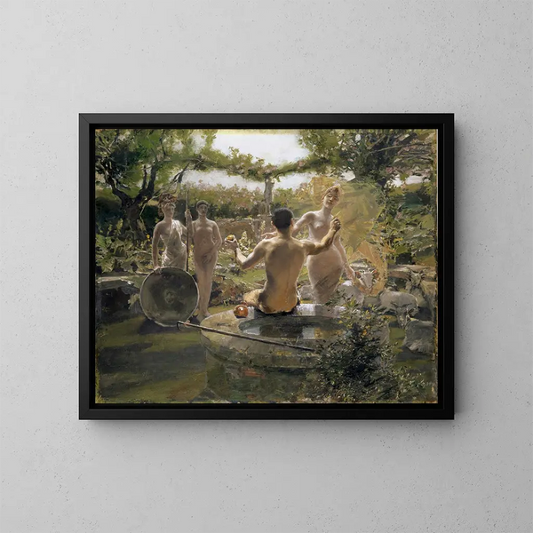 Il Giudizio di Paride - Albert von Keller — quadro incorniciato alla parete