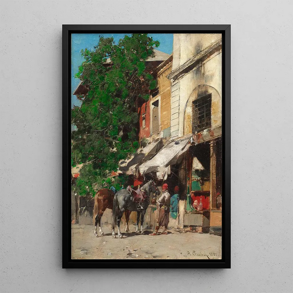 Al mercato di Istanbul - Alberto Pasini — quadro incorniciato alla parete