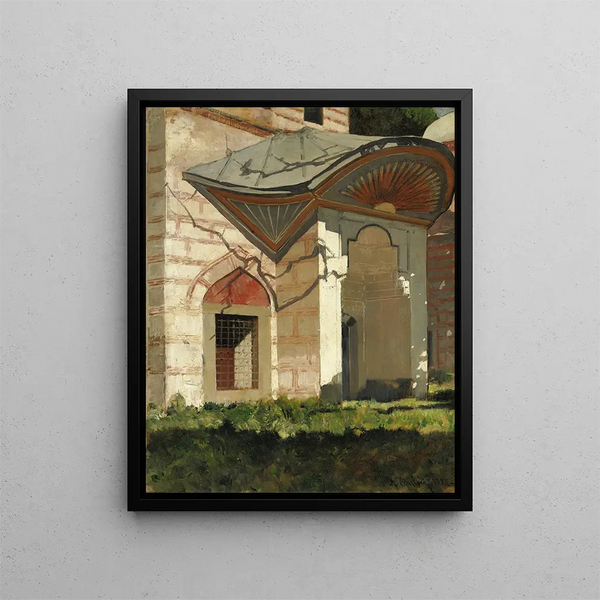 Porta di turbina con sole raggiante dipinto - Alberto Pasini — quadro incorniciato alla parete