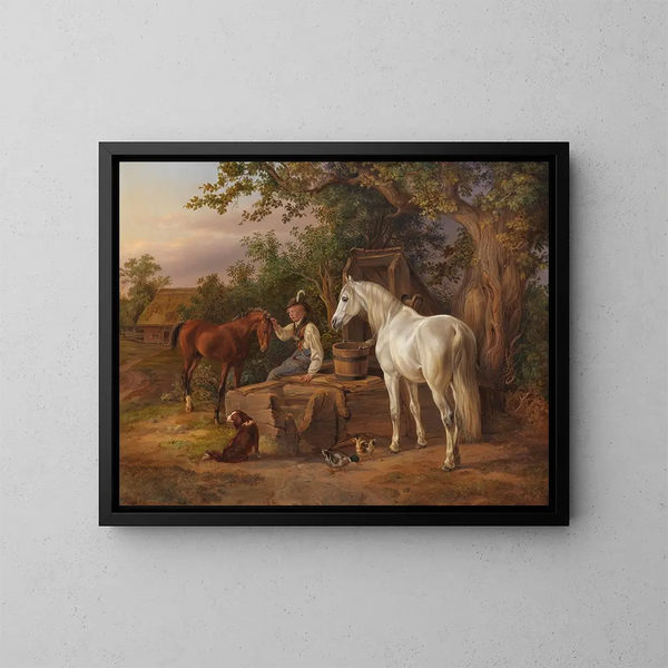 Alla fontana - Albrecht Adam — quadro incorniciato alla parete
