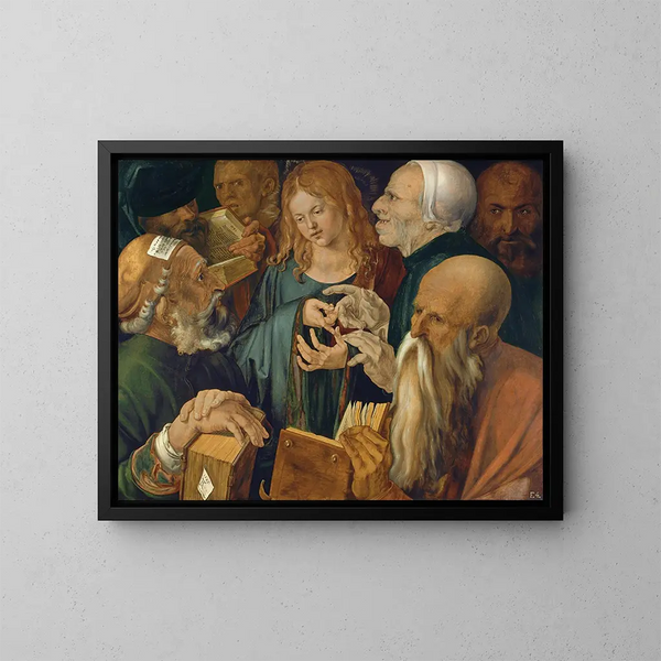 Gesù tra i dottori - Albrecht Dürer — quadro incorniciato alla parete