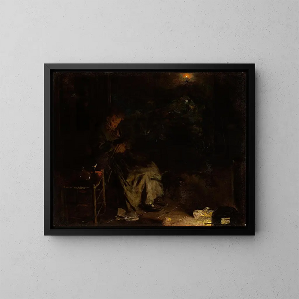 Vecchia donna che veglia su un corpo morto I - Aleksander Gierymski — quadro incorniciato alla parete