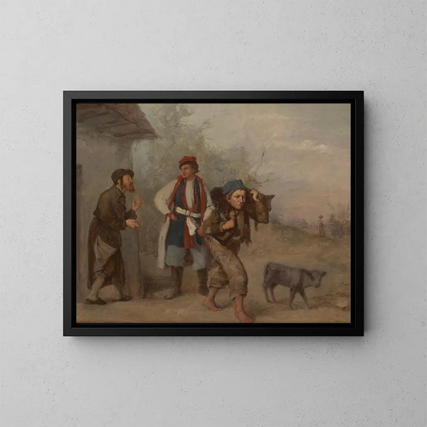 Négociation autour d'un veau - Aleksander Kotsis — quadro incorniciato alla parete