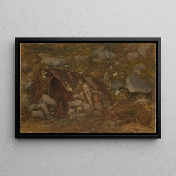 Montagnard davanti a una capanna - Aleksander Kotsis — quadro incorniciato alla parete