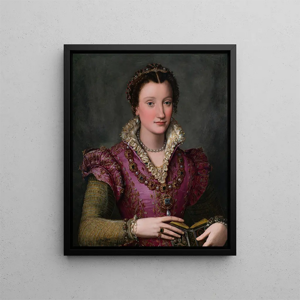 Ritratto di una dama (conflitto di caso) - Alessandro Allori — quadro incorniciato alla parete
