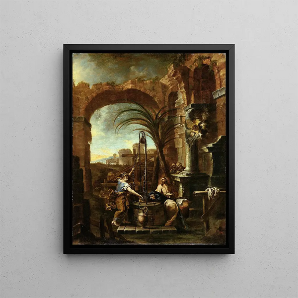 Il Cristo e la Samaritana - Alessandro Magnasco — quadro incorniciato alla parete