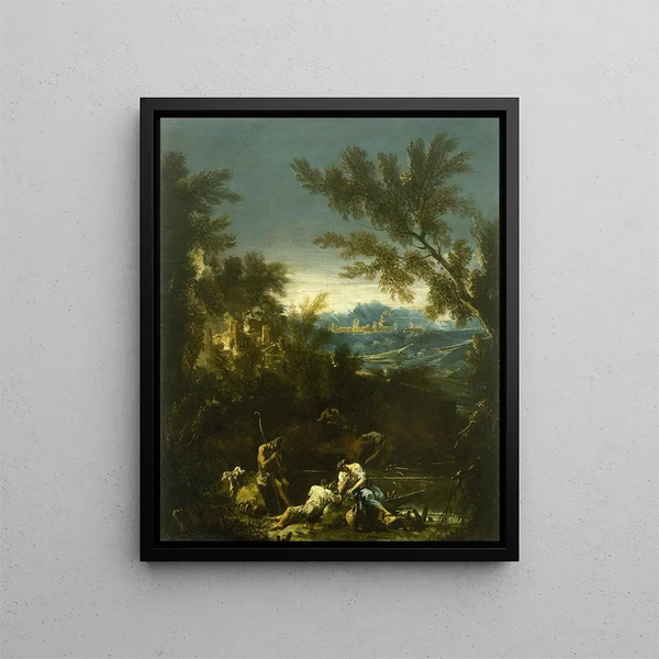 Paesaggio con figure - Alessandro Magnasco — quadro incorniciato alla parete