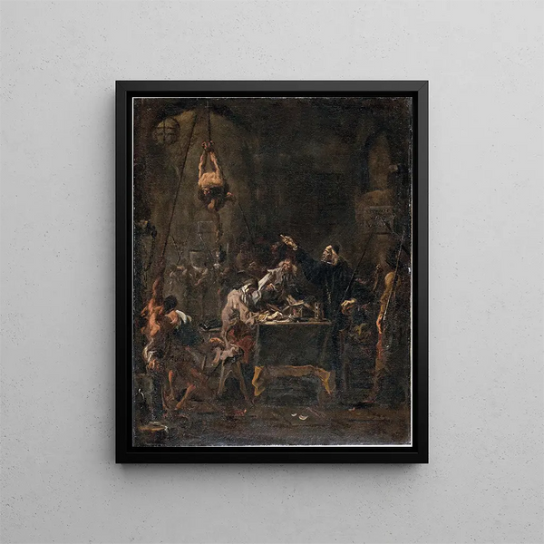 Scène di tortura - Alessandro Magnasco — quadro incorniciato alla parete