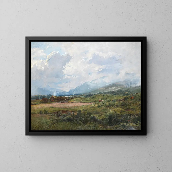 Un paesaggio delle Highlands con una fattoria - Alexander Fraser il Giovane — quadro incorniciato alla parete