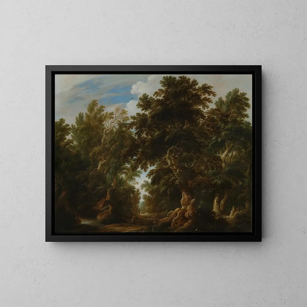 Paesaggio con una battuta di caccia al cervo - Alexander Keirincx — quadro incorniciato alla parete
