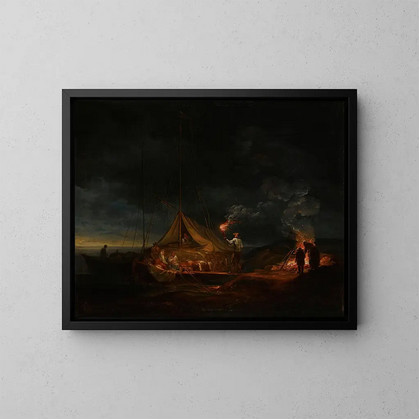 Popolo dell'arcipelago accanto al camino - Alexander Laurus — quadro incorniciato alla parete