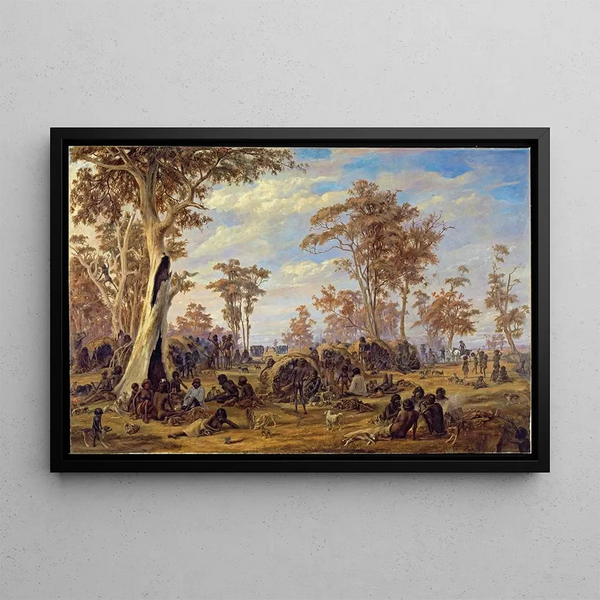 Alexander Schramm - Adelaide a tribe of natives on the banks of the river Torrens.webp