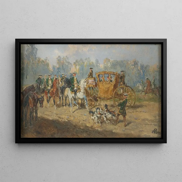 La parte di caccia - Alexander von Bensa — quadro incorniciato alla parete