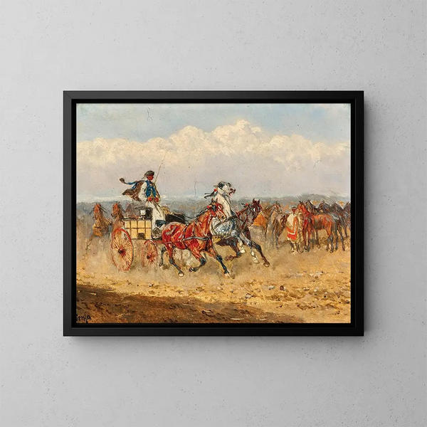 Mercato dei cavalli ungheresi - Alexander von Bensa — quadro incorniciato alla parete