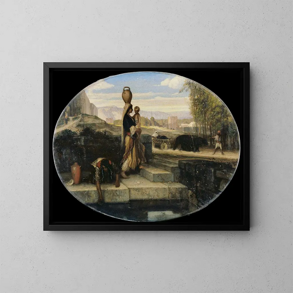 Donne orientali a un pozzo - Alexandre-Gabriel Decamps — quadro incorniciato alla parete