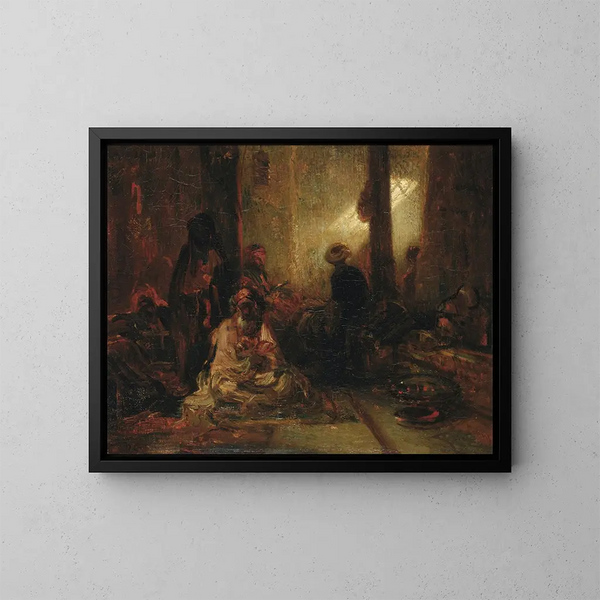 Interno di un caffè turco - Alexandre-Gabriel Decamps — quadro incorniciato alla parete