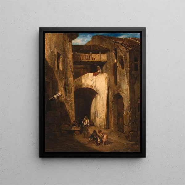 Cour italienne - Alexandre-Gabriel Decamps — quadro incorniciato alla parete