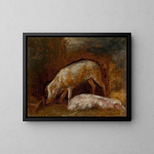 Studio di maiali - Alexandre-Gabriel Decamps — quadro incorniciato alla parete