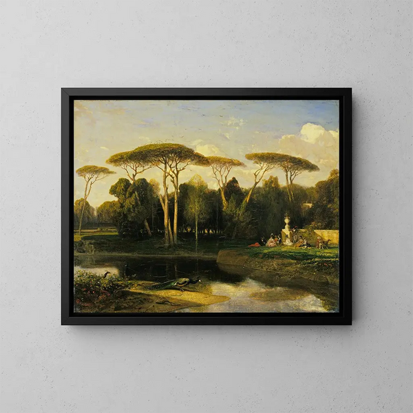 La villa Doria Pamphilj a Roma - Alexandre-Gabriel Decamps — quadro incorniciato alla parete