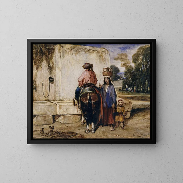 Il luogo di abbeveramento - Alexandre-Gabriel Decamps — quadro incorniciato alla parete