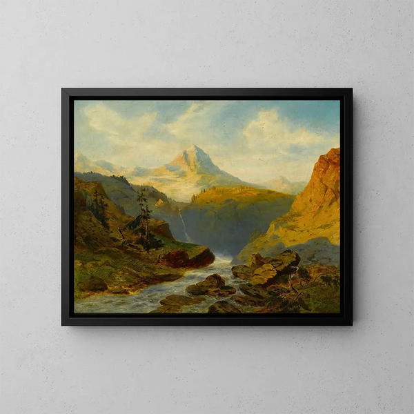 Una fiume nelle Alpi - Alexandre Calame — quadro incorniciato alla parete