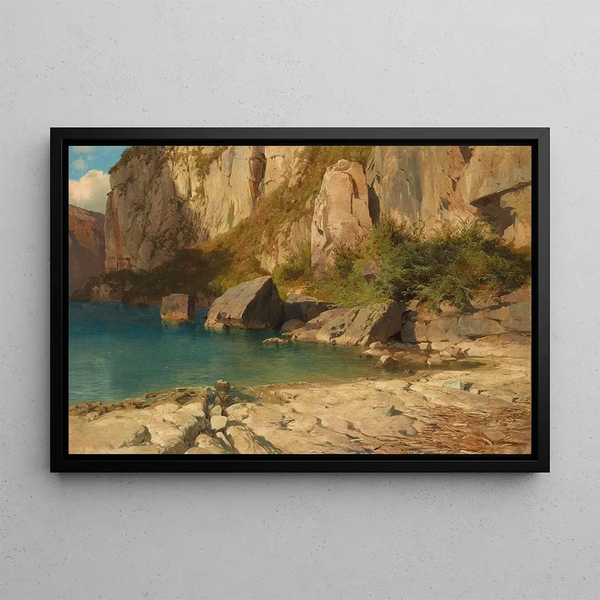 vicino a Flüelen sul Lago dei Quattro Cantoni - Alexandre Calame — quadro incorniciato alla parete