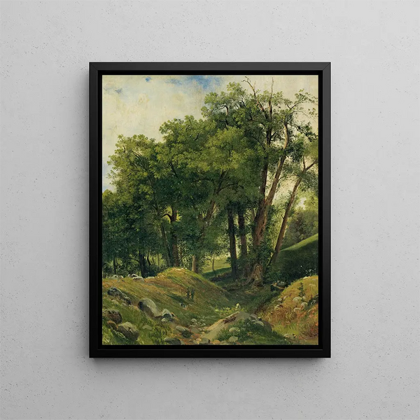 Gruppo di castagni - Alexandre Calame — quadro incorniciato alla parete