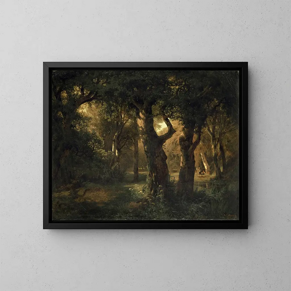 Interno di una foresta - Alexandre Calame — quadro incorniciato alla parete