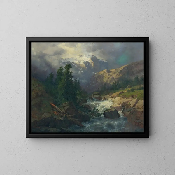 Ricordo di Handeck, tempo tempestoso - Alexandre Calame — quadro incorniciato alla parete