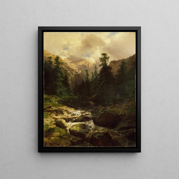 Ricordo di Rosenlaui Svizzera - Alexandre Calame — quadro incorniciato alla parete