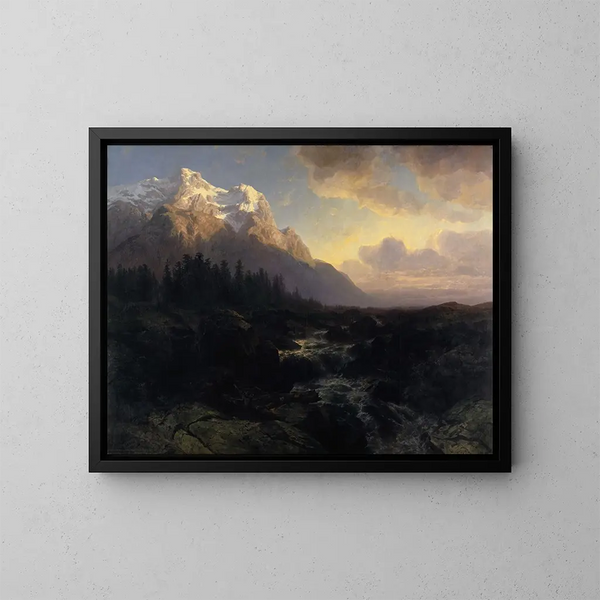 La valle di Rosenlaui con il Wetterhorn - Alexandre Calame — quadro incorniciato alla parete