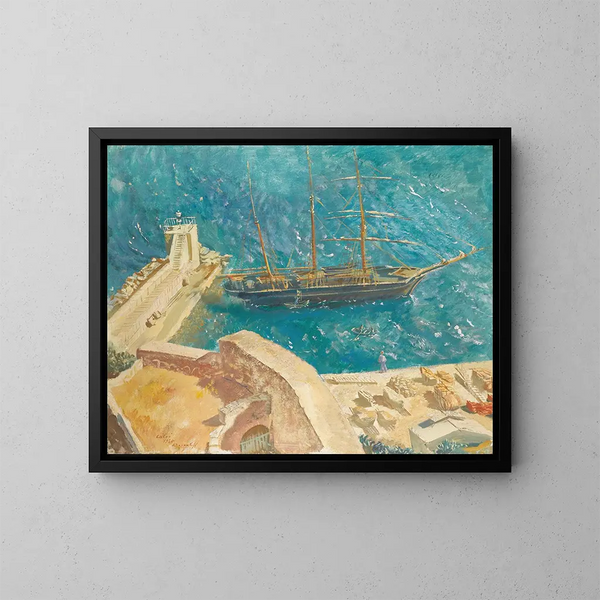 Vista del porto di Calvi - Alexandre Iacovleff — quadro incorniciato alla parete