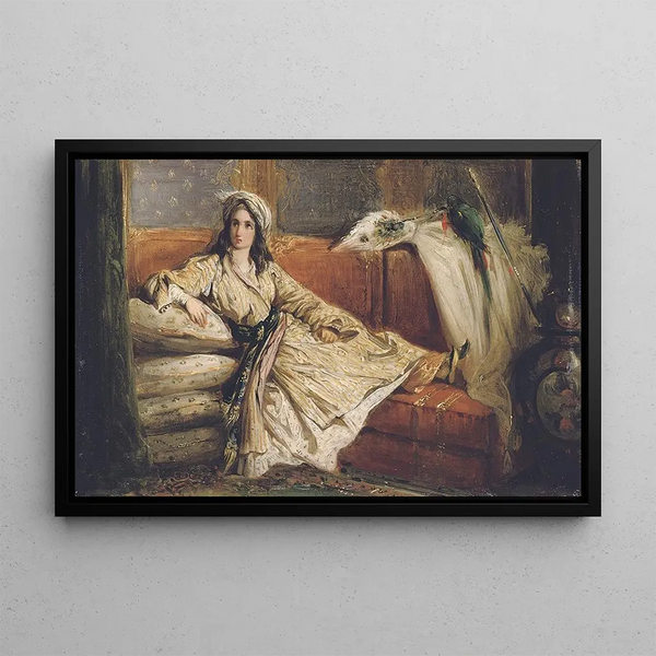 Una bellezza turca sdraiata - Alexandre Marie Colin — quadro incorniciato alla parete