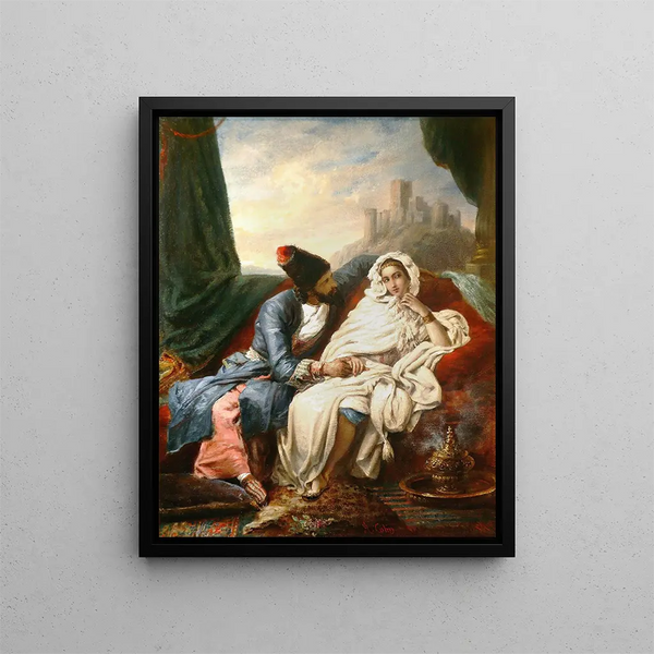 La Belle Orientale e il Cossacco - Alexandre Marie Colin — quadro incorniciato alla parete