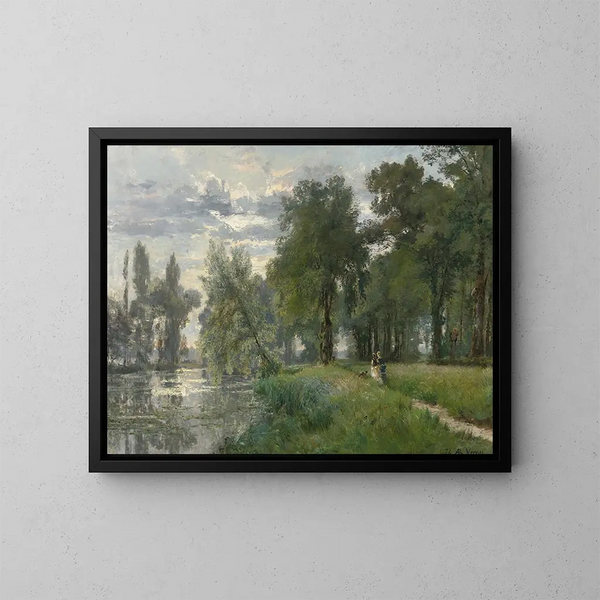 Passeggiare lungo il fiume - Alexandre René Véron — quadro incorniciato alla parete